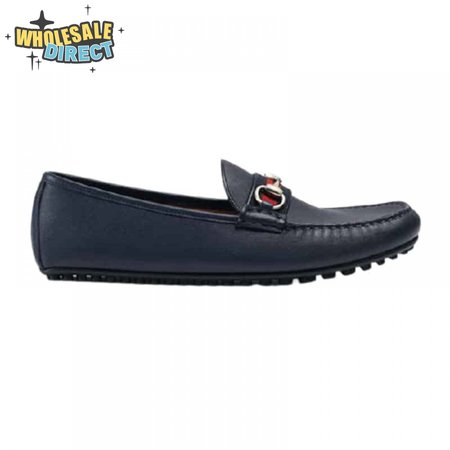 GUCCI LEATHER DRIVER WITH WEB NAVY - LDG006