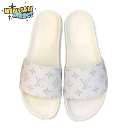 white monogram slides - s43