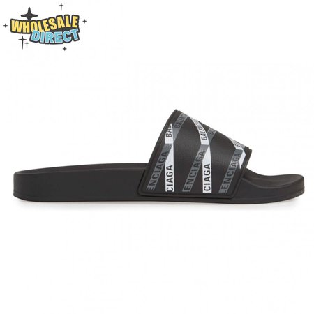 BALENCIAGA RUBBER LOGO POOL SLIDE SANDALS - BBS9