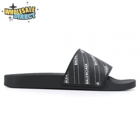BALENCIAGA RUBBER LOGO POOL SLIDE SANDALS - BBS6